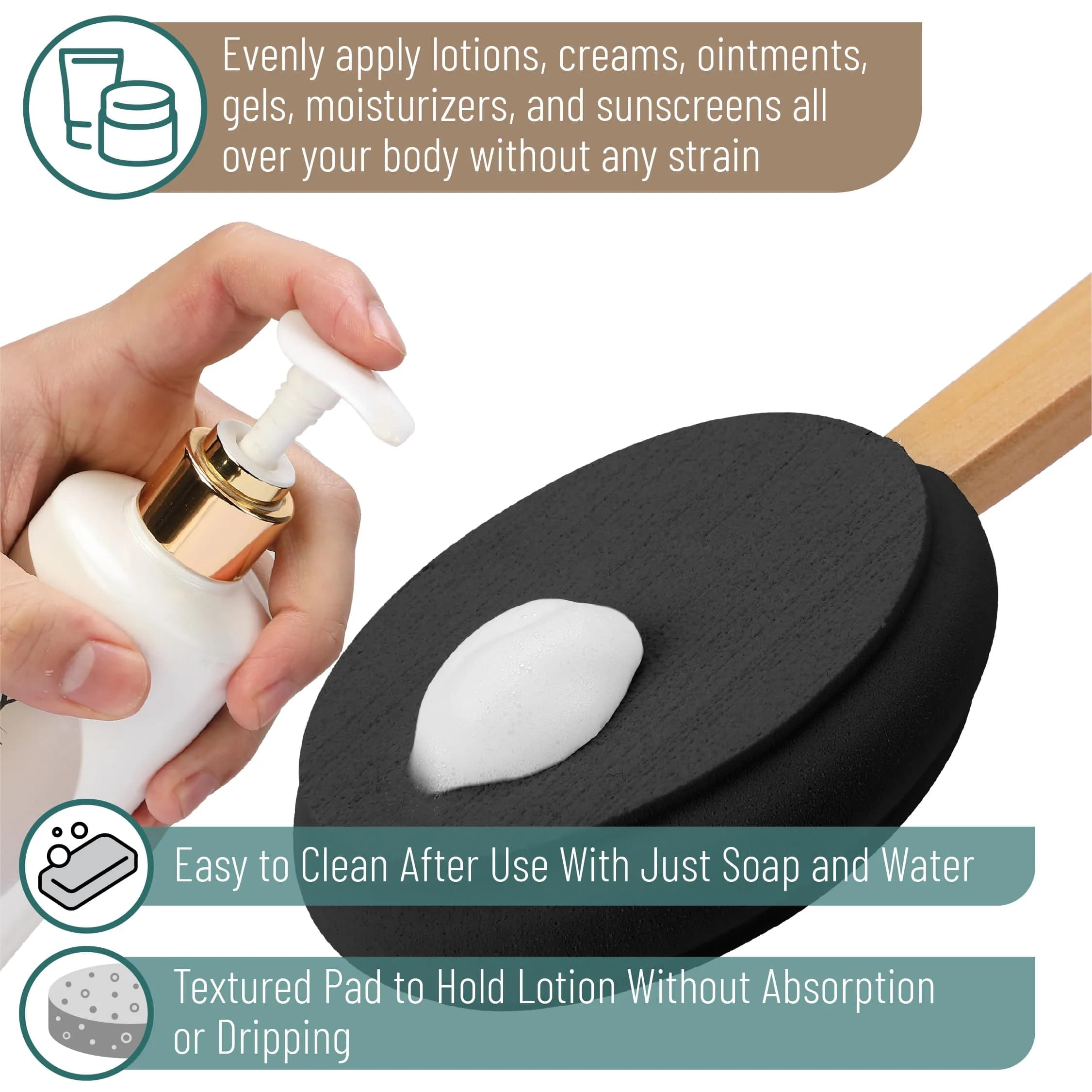 Slick Solutions 17 Inch Black Lotion Applicator | Easy Reach for Back & Body - 1 Pack - view 4