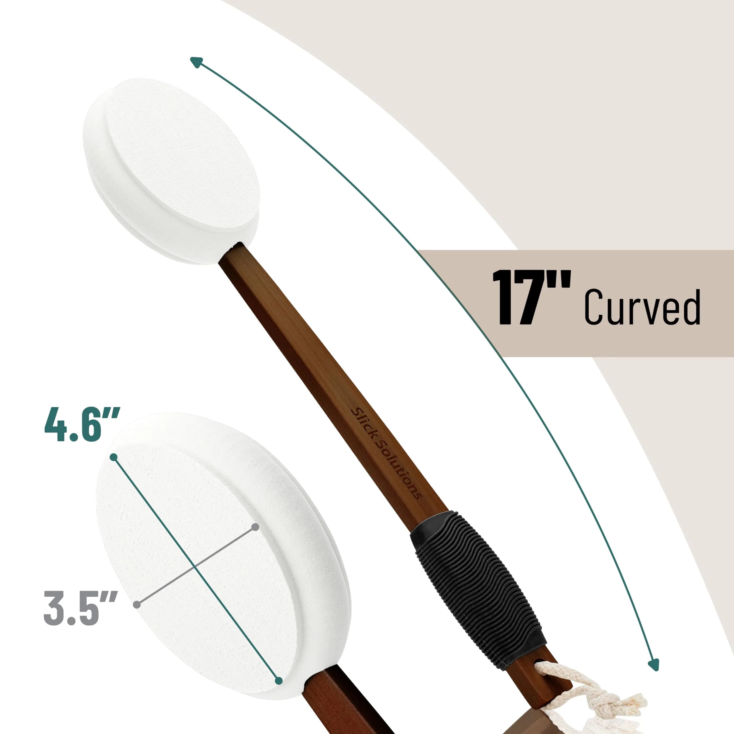 Slick Solutions 17 Inch Lotion Applicator - White & Dark Wood Finish, 1 Pack | Easy Reach for Back & Body - view 2