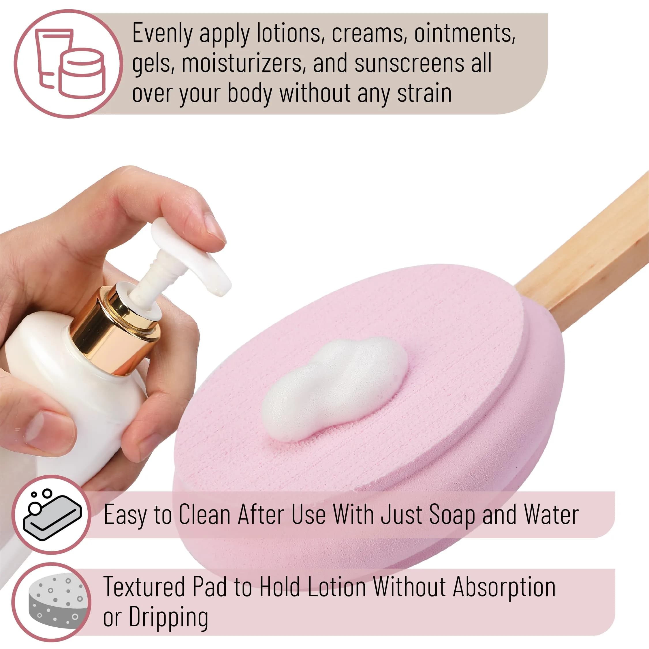 Slick Solutions 17 Inch Lotion Applicator 2 Pack - White and Pink - view 4