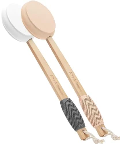 Slick Solutions 17-inch Lotion Applicator - 2 Pack in White and Peach Beige for Easy Back and Body Reach thumbnail 1