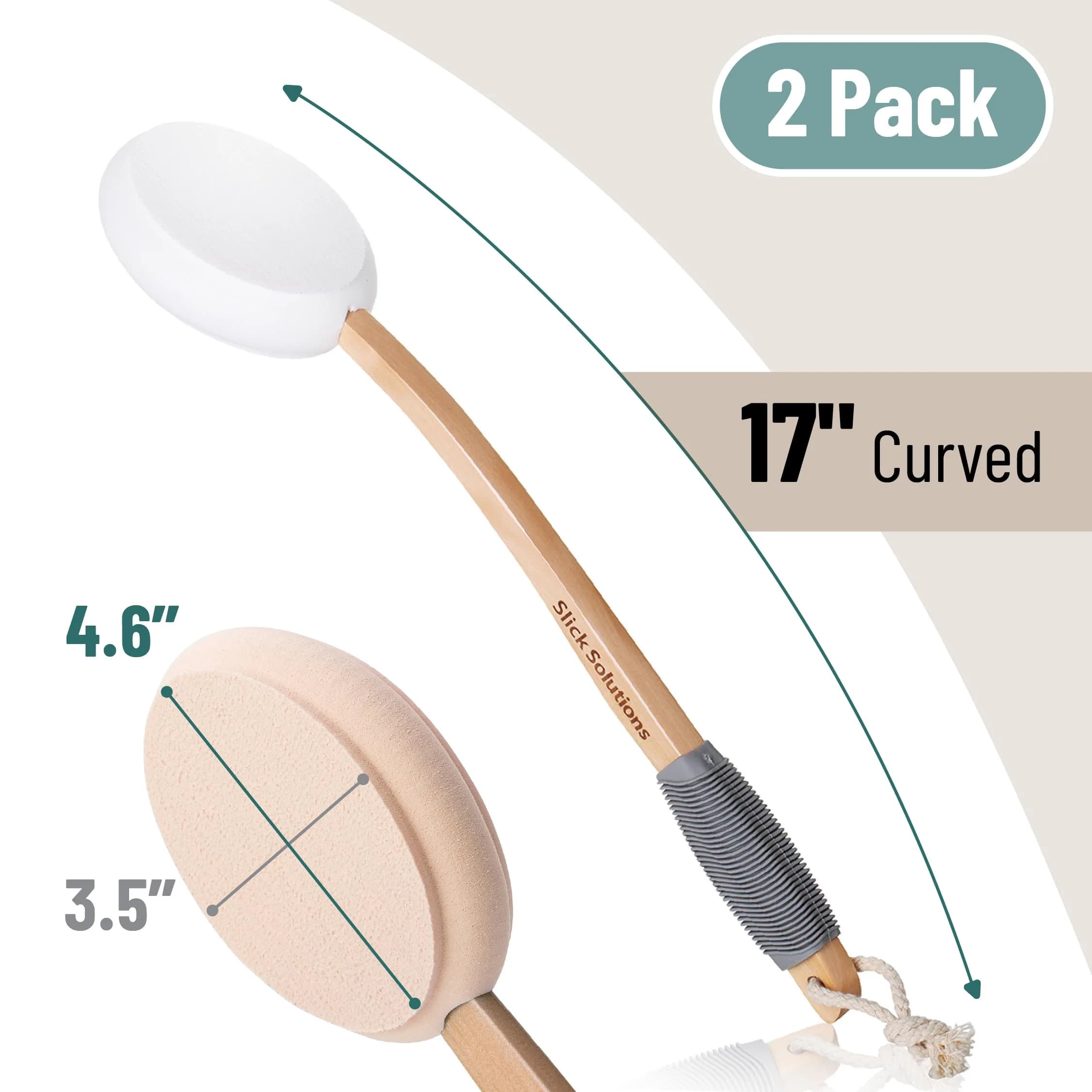 Slick Solutions 17-inch Lotion Applicator - 2 Pack in White and Peach Beige for Easy Back and Body Reach - view 2