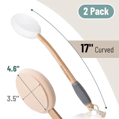Slick Solutions 17-inch Lotion Applicator - 2 Pack in White and Peach Beige for Easy Back and Body Reach thumbnail 2