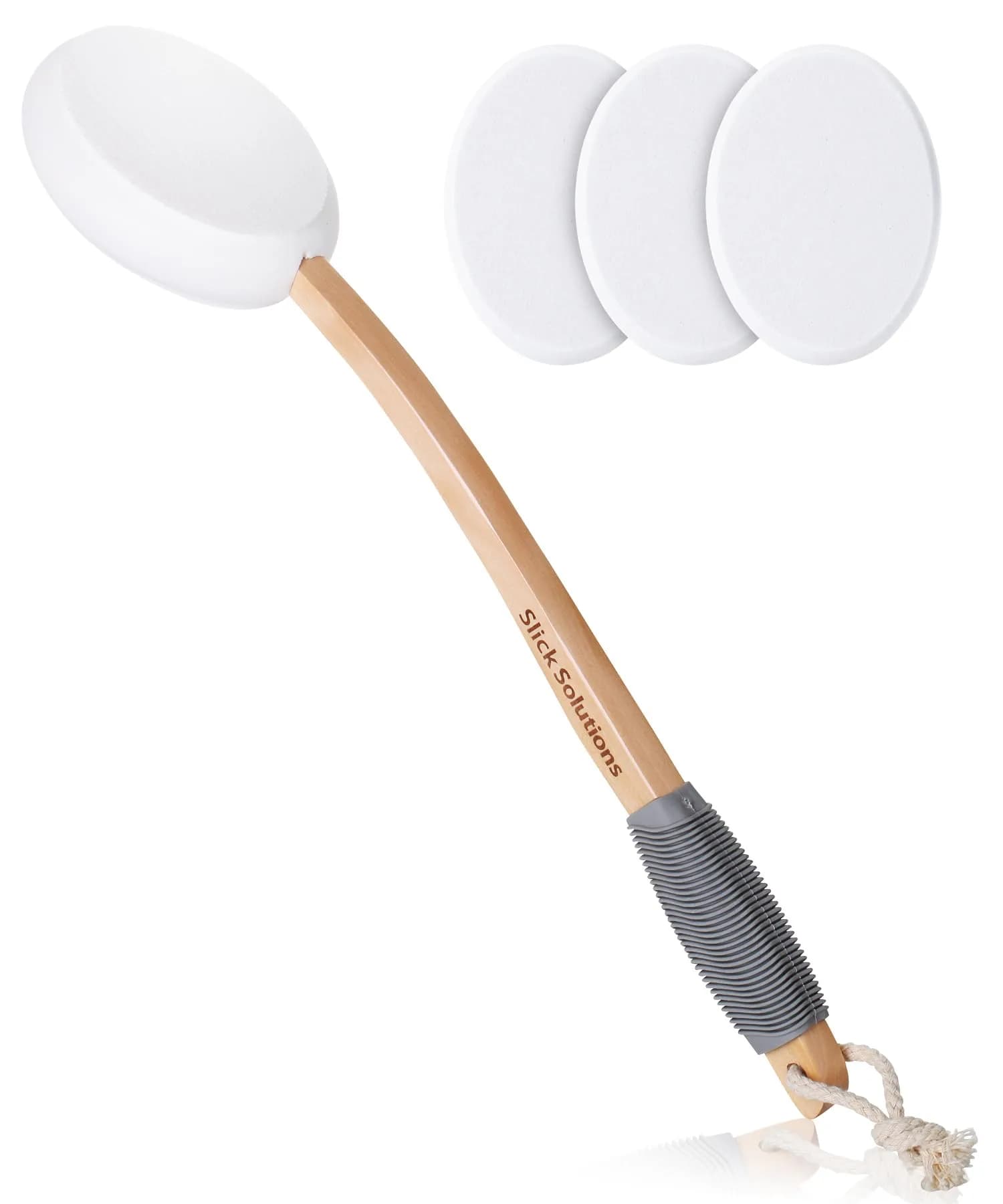 Slick Solutions 17-inch Lotion Applicator with Grey Grip & 3 Extra Pads | Easy Back & Body Reach - main product image