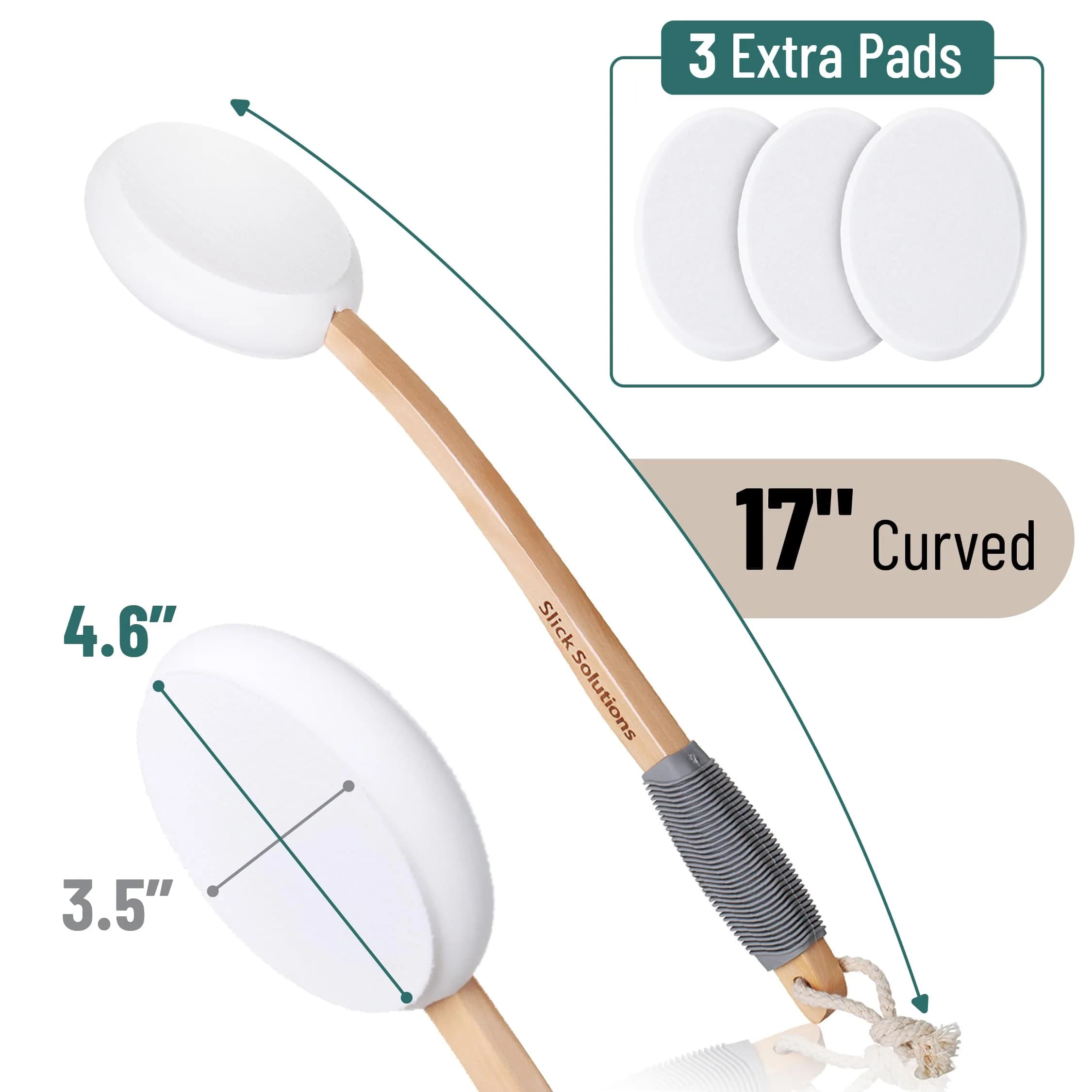 Slick Solutions 17-inch Lotion Applicator with Grey Grip & 3 Extra Pads | Easy Back & Body Reach - view 2