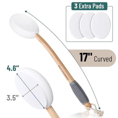 Slick Solutions 17-inch Lotion Applicator with Grey Grip & 3 Extra Pads | Easy Back & Body Reach thumbnail 2
