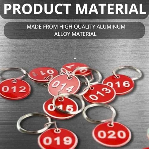 BELMAKS Red Metal Number Tags 1-100 | Durable Alloy Steel Key Tags for Organization thumbnail 3