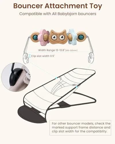 TinlyFinly Wooden Baby Bouncer Toy Bar with Owl Attachment | 24 cm (9.4 inches) thumbnail 5