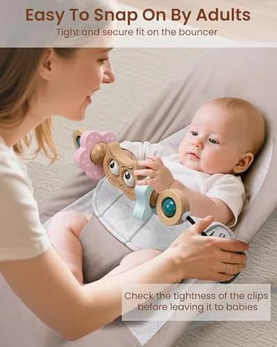 TinlyFinly Wooden Baby Bouncer Toy Bar with Owl Attachment | 24 cm (9.4 inches) thumbnail 6