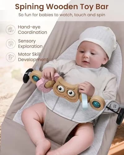 TinlyFinly Wooden Baby Bouncer Toy Bar with Owl Attachment | 24 cm (9.4 inches) thumbnail 3