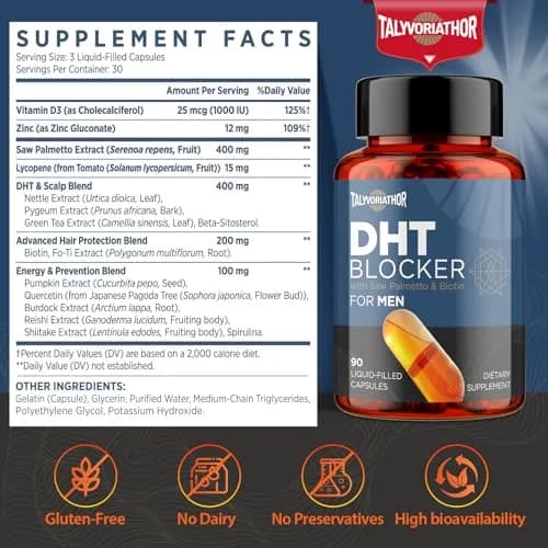Talyvoriathor DHT Blocker for Men 90 Capsules | Hair Growth & Thicker Hair Support thumbnail 2