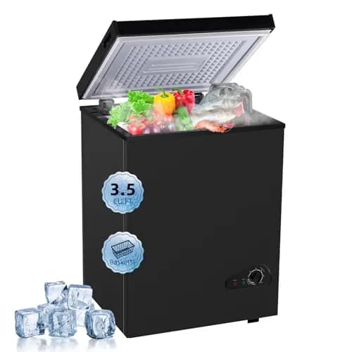 rosmena Chest Freezer 3.5 Cu. Ft. | Compact, Black, Adjustable Temp, Quiet Operation thumbnail 1