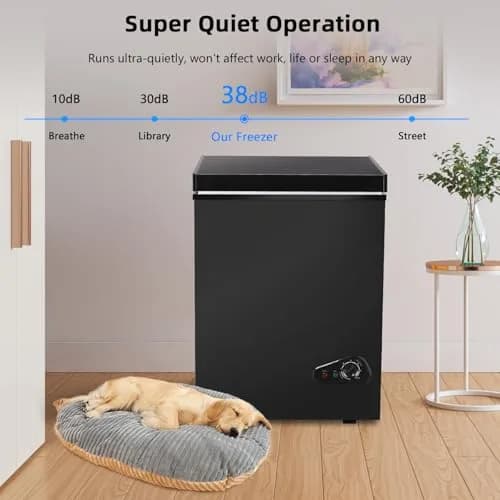 rosmena Chest Freezer 3.5 Cu. Ft. | Compact, Black, Adjustable Temp, Quiet Operation thumbnail 7