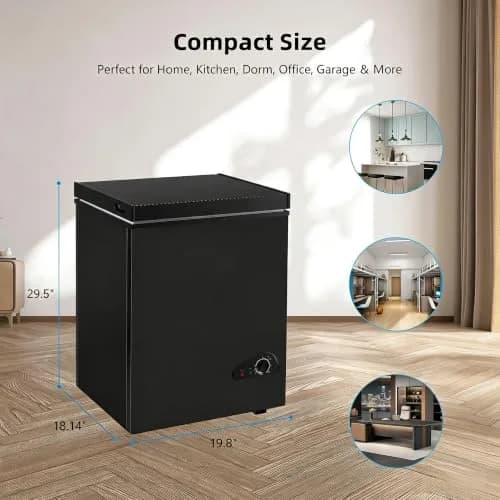 rosmena Chest Freezer 3.5 Cu. Ft. | Compact, Black, Adjustable Temp, Quiet Operation thumbnail 2