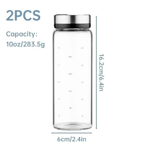 NiHome 2-Pack 10oz Glass Spice Shakers Set | Adjustable Lid Dispenser, Clear thumbnail 3