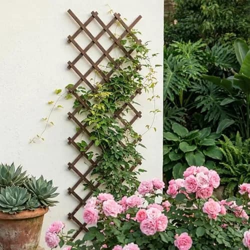 Tilinyan & one Expandable Garden Trellis 2 PCS, 229 cm (90") x 94 cm (37") | Rustic Wood Lattice Fence for Climbing Plants thumbnail 4