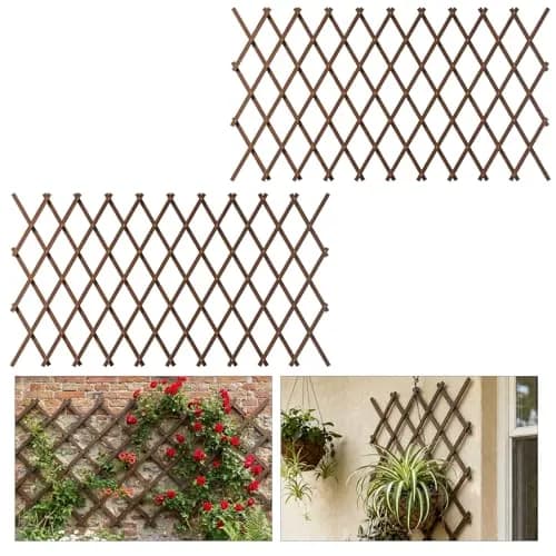 Tilinyan & one Expandable Garden Trellis 2 PCS, 229 cm (90") x 94 cm (37") | Rustic Wood Lattice Fence for Climbing Plants thumbnail 1