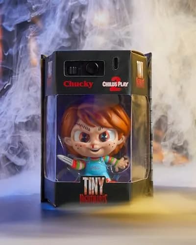 Just Play Tiny Nightmares Black Light Edition Collectible Chucky Figure | Creepy Horror Doll, 3-inch, Glow-in-the-Dark, Ages 14+ thumbnail 4