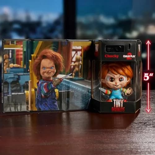 Just Play Tiny Nightmares Black Light Edition Collectible Chucky Figure | Creepy Horror Doll, 3-inch, Glow-in-the-Dark, Ages 14+ thumbnail 3