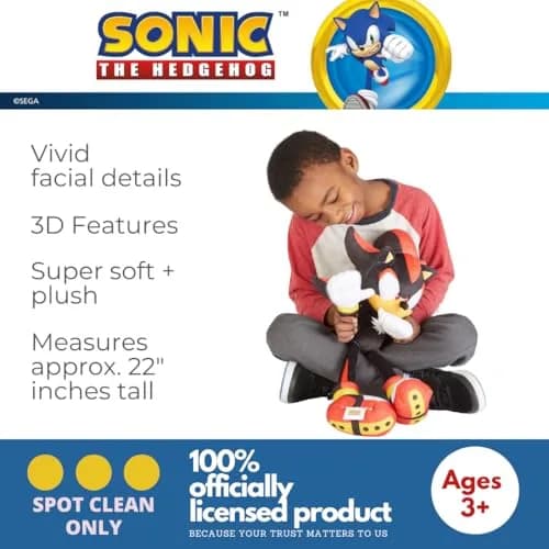 Franco Shadow the Hedgehog Plush Cuddle Pillow Buddy 56cm (22") | Officially Licensed SEGA Product thumbnail 3