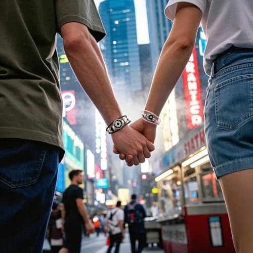 MENGYUEXUAN Luminous Sun and Moon Couple Bracelet | Glow in the Dark Adjustable Leather Jewelry for Couples thumbnail 3