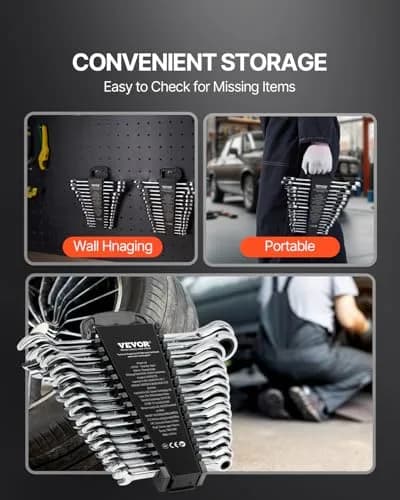 VEVOR Combination Wrench Set, 16-Piece Metric Ratcheting Wrenches, Cr-V Steel, 8-24 mm | Precise, Durable, Portable thumbnail 6