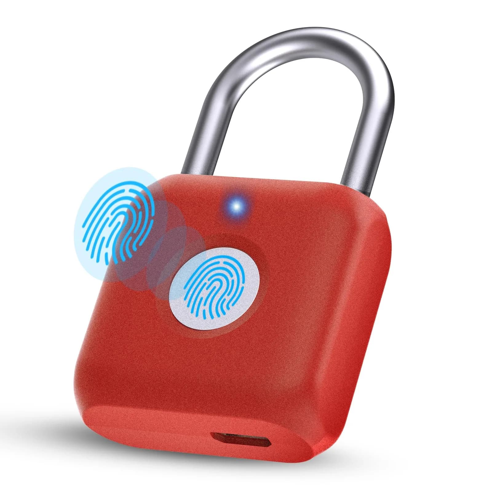 Pothunder Biometric Fingerprint Padlock - Red | Keyless Smart Lock for Gym Locker, Luggage, Backpack - main product image