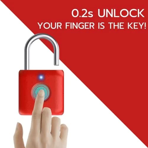 Pothunder Biometric Fingerprint Padlock Red | 2.3cm (0.9") Shackle thumbnail 2