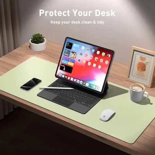 Aothia Grass Green PU Leather Desk Pad 122cm x 43cm (48"x17") | Protects Desks, Smooth Writing Surface thumbnail 5