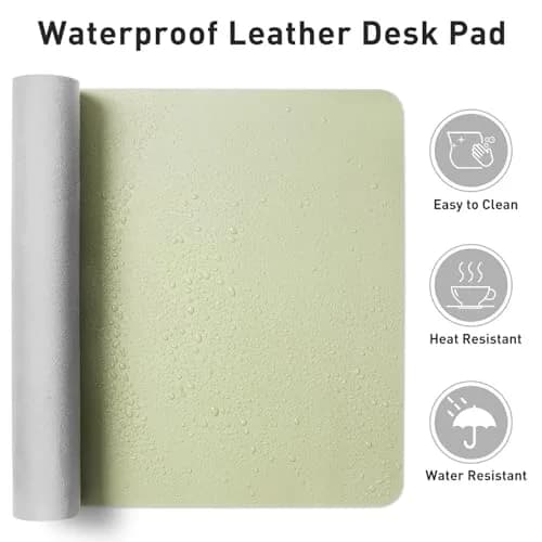 Aothia Grass Green PU Leather Desk Pad 122cm x 43cm (48"x17") | Protects Desks, Smooth Writing Surface thumbnail 7