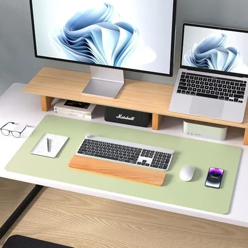 Aothia Grass Green PU Leather Desk Pad 122cm x 43cm (48"x17") | Protects Desks, Smooth Writing Surface thumbnail 8