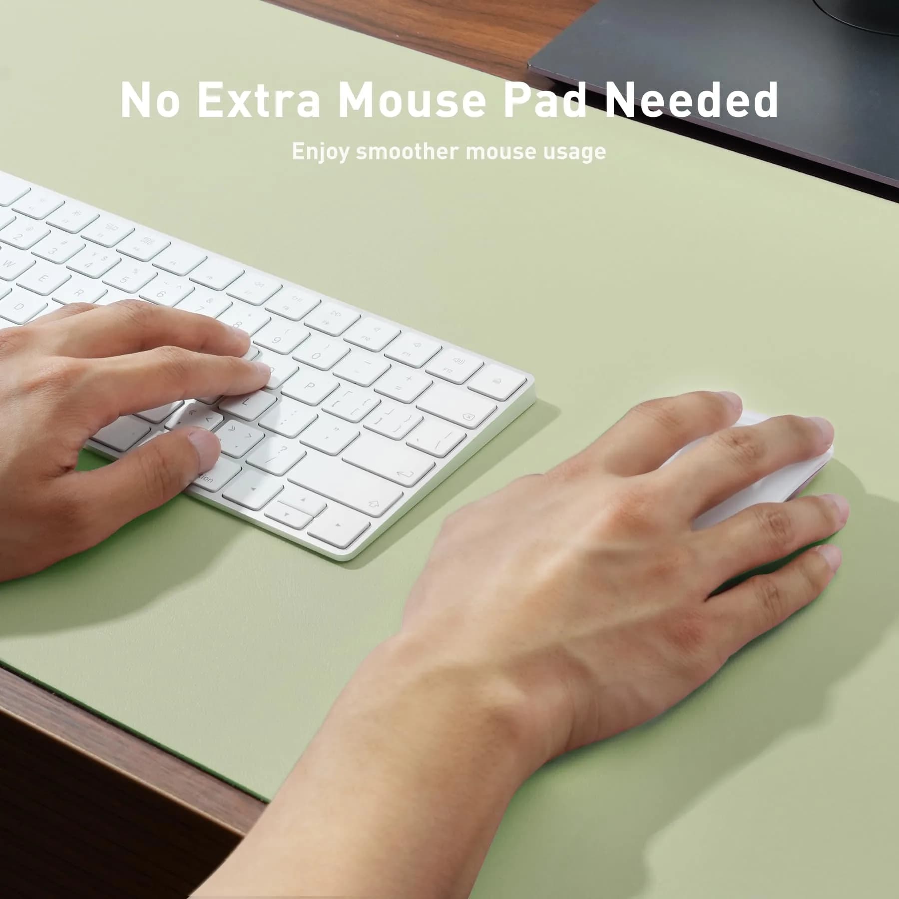 Aothia Grass Green PU Leather Desk Pad 122cm x 43cm (48"x17") | Protects Desks, Smooth Writing Surface - view 3