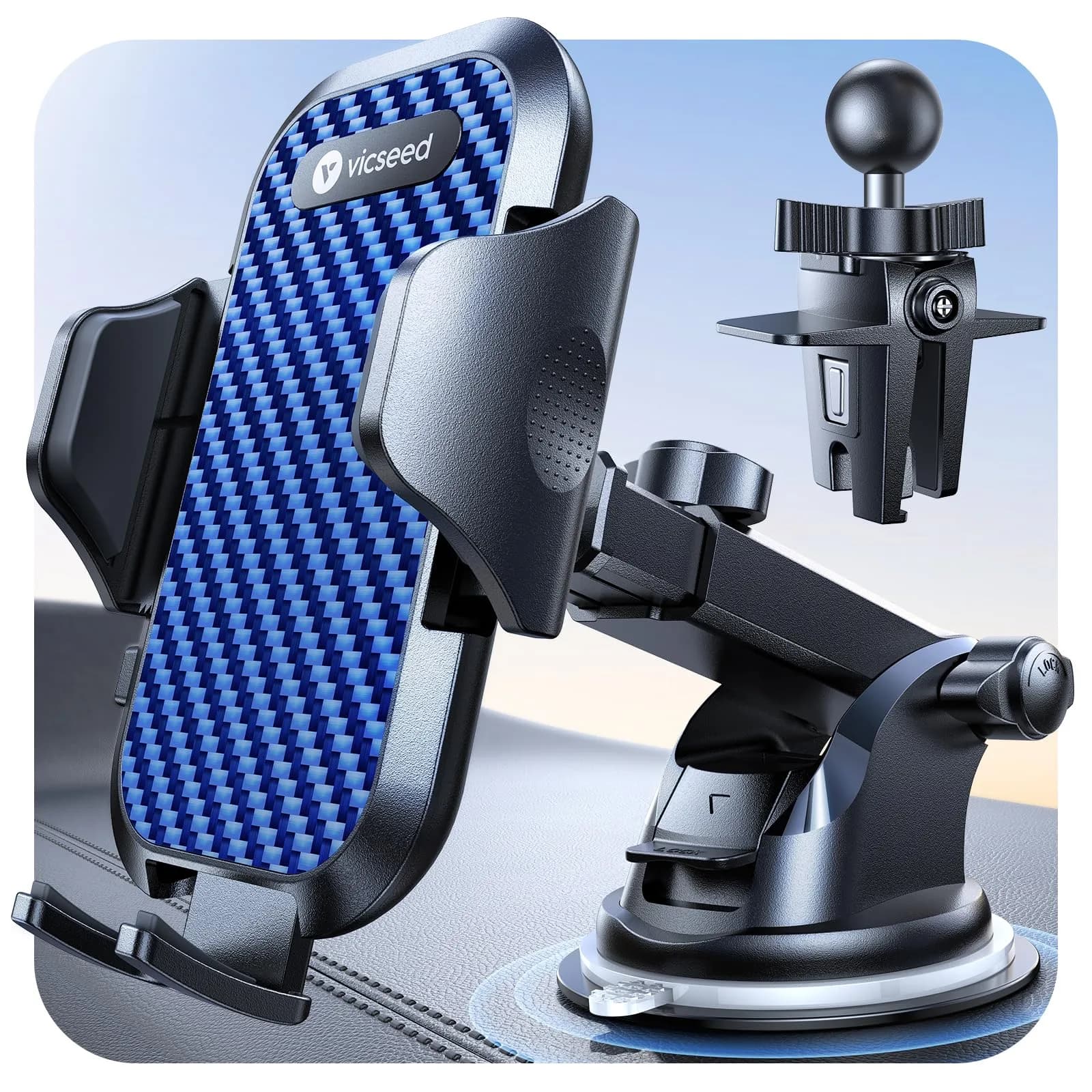 VICSEED Car Phone Holder [Strongest Suction, 360° Rotation, Heavy Phone Friendly] - main product image