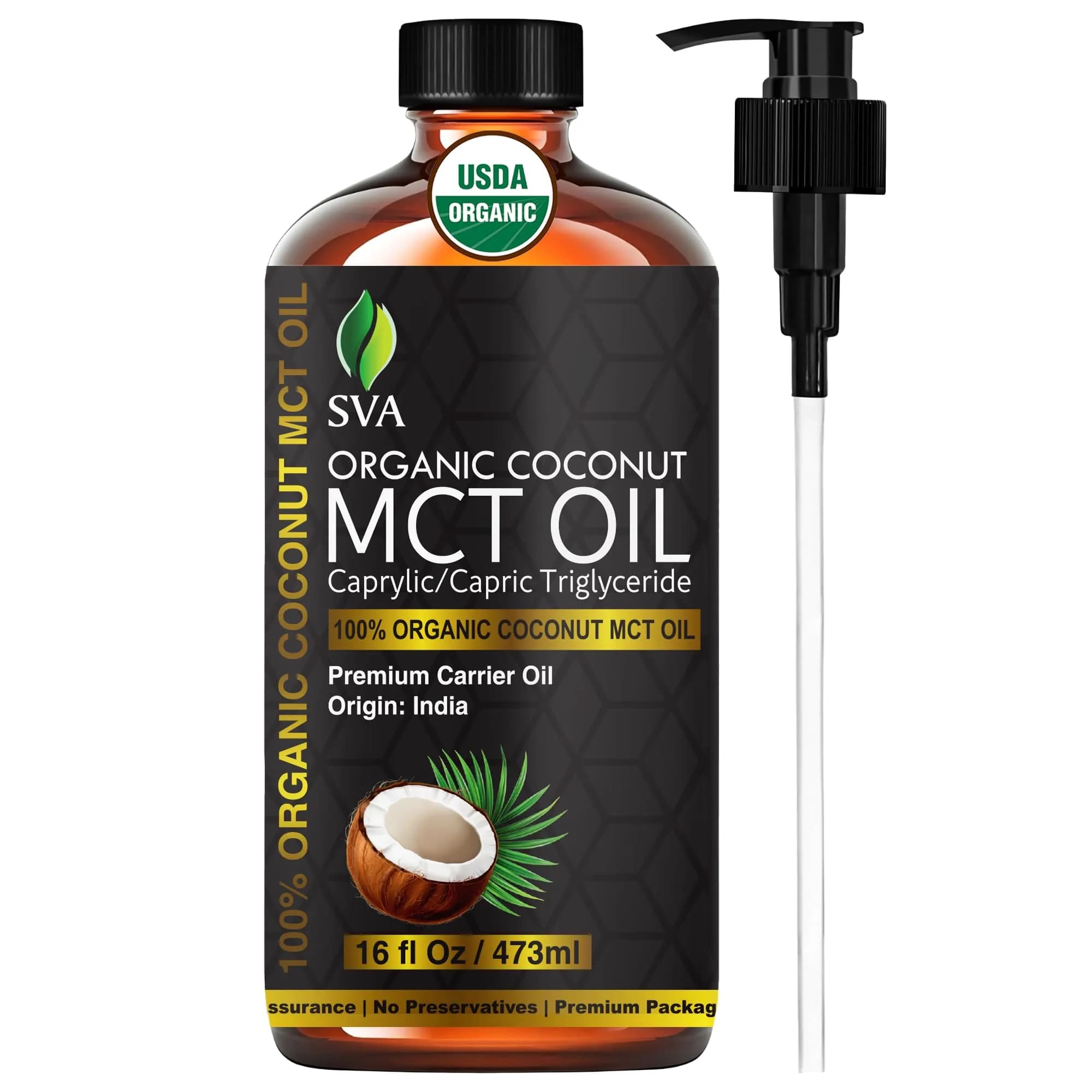 SVA ORGANICS Organic MCT Carrier Oil 16 Fl Oz (Pack of 1) - Pure & Natural - main product image