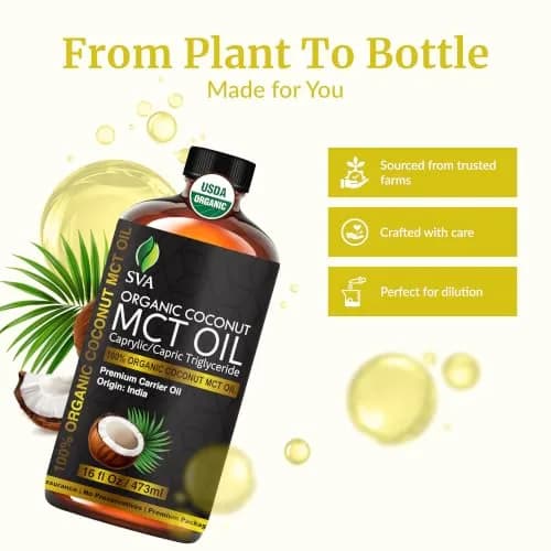 SVA ORGANICS Organic MCT Carrier Oil 16 Fl Oz (Pack of 1) - Pure & Natural thumbnail 4