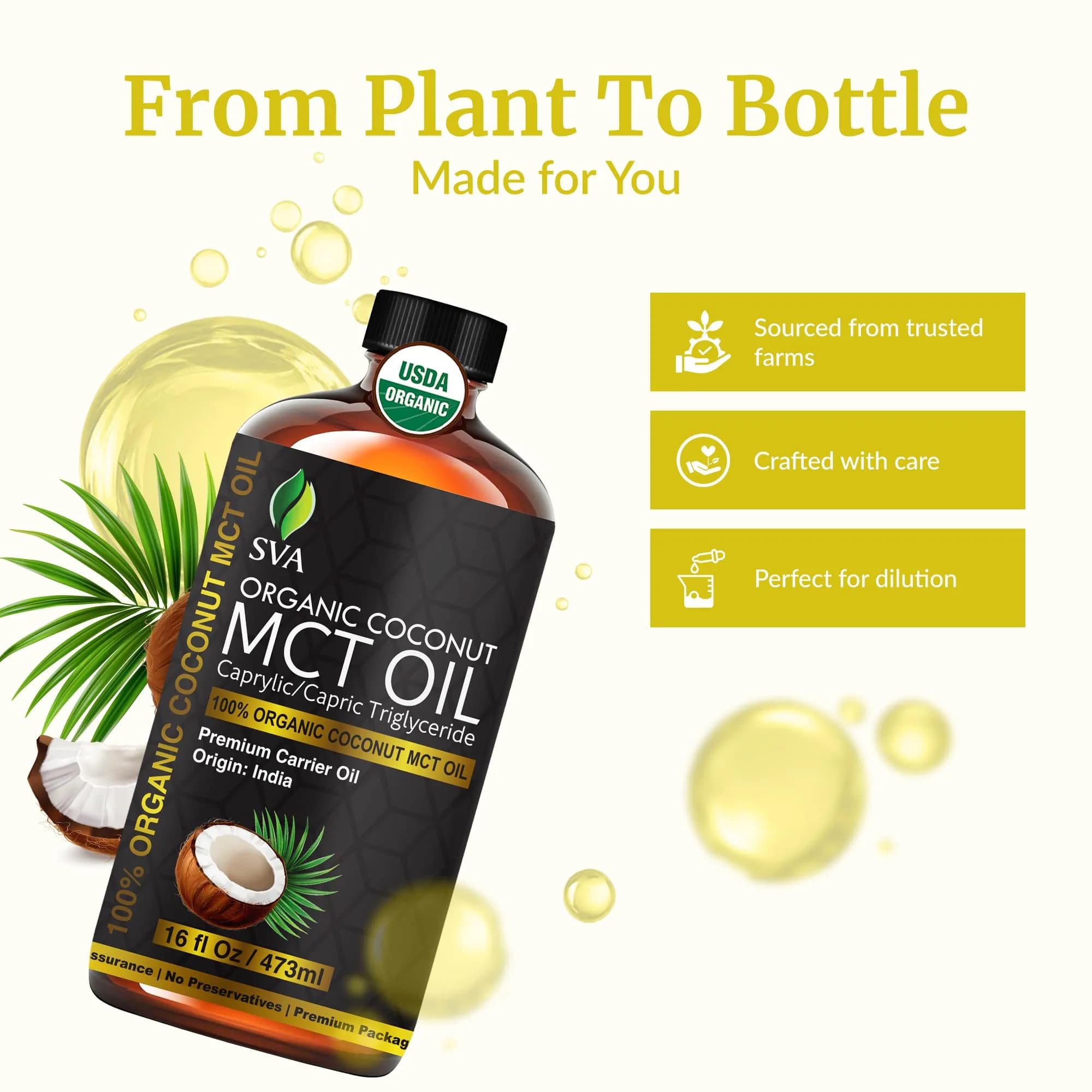 SVA ORGANICS Organic MCT Carrier Oil 16 Fl Oz (Pack of 1) - Pure & Natural - view 4