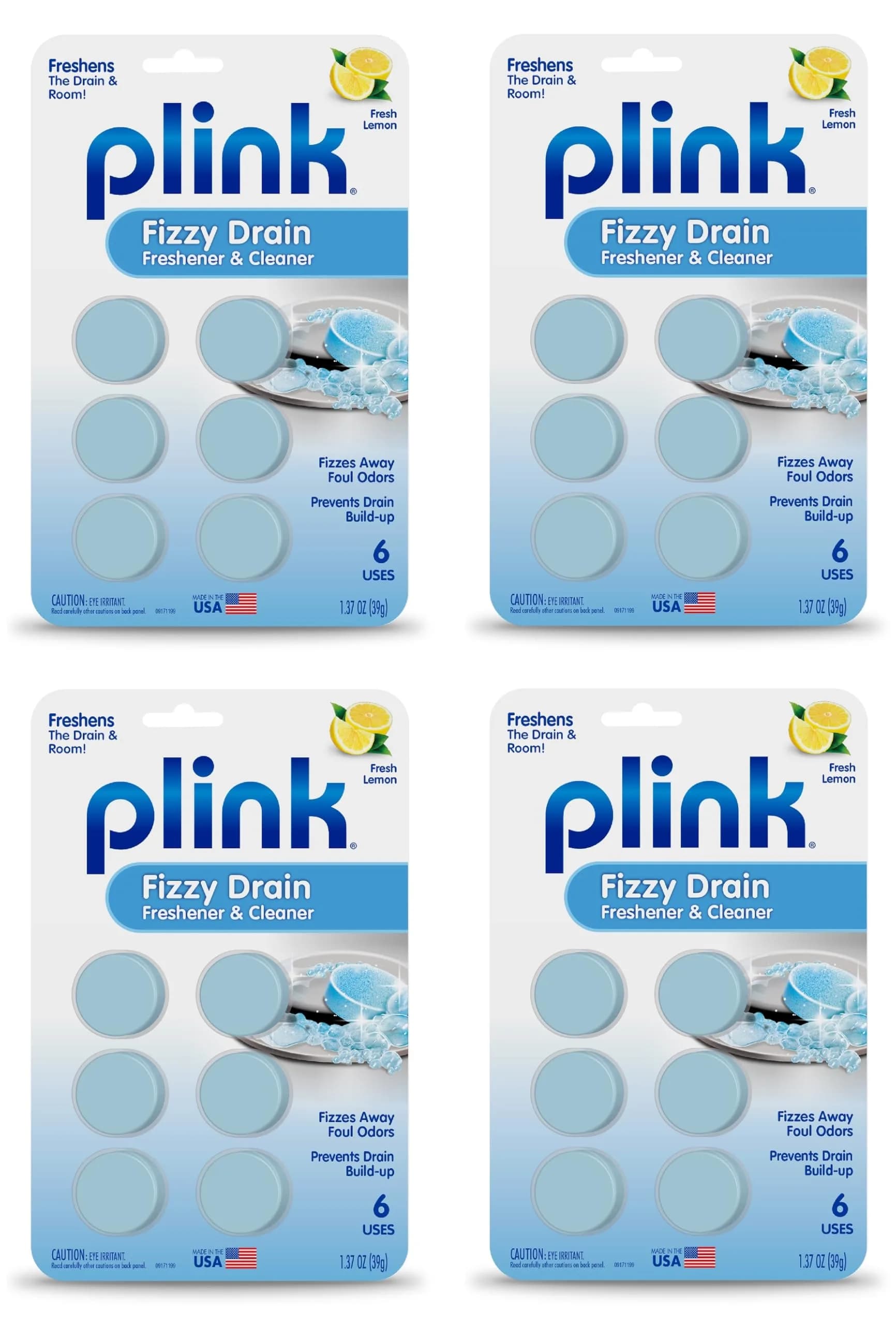 Plink Fizzy Drain Freshner and Cleaner 6 Count | Lemon Scent, Prevents Buildup & Odor (70-120 chars)
