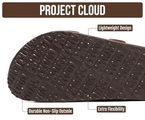 Project Cloud Heritage Leather Slide Sandals for Men | Cork Footbed, Adjustable Buckle, Water-Resistant (7.5 US) thumbnail 4