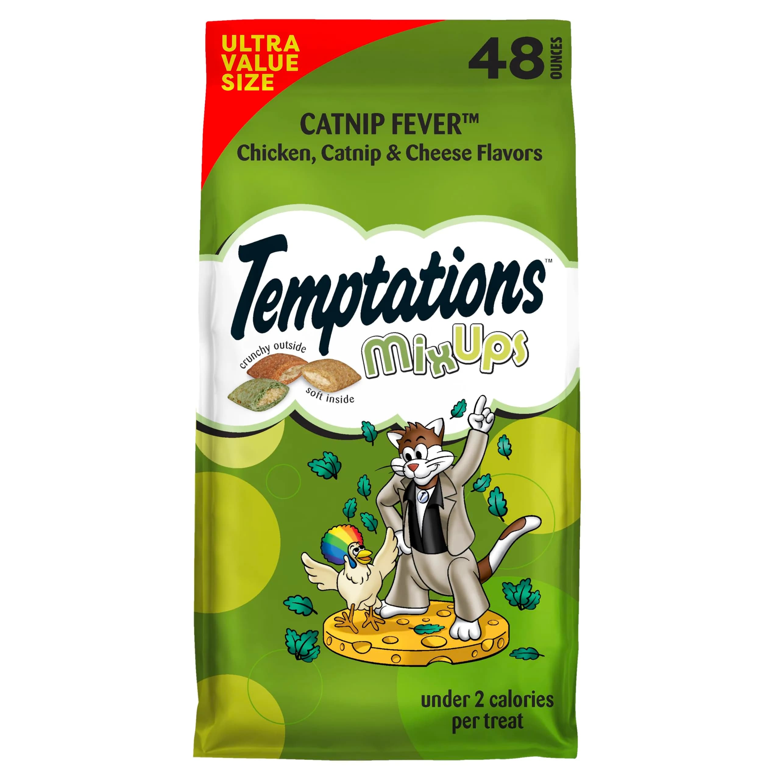 Temptations MixUps Catnip Fever Flavor Cat Treats 48 oz (1.36 kg) | Crunchy & Soft Dual Texture