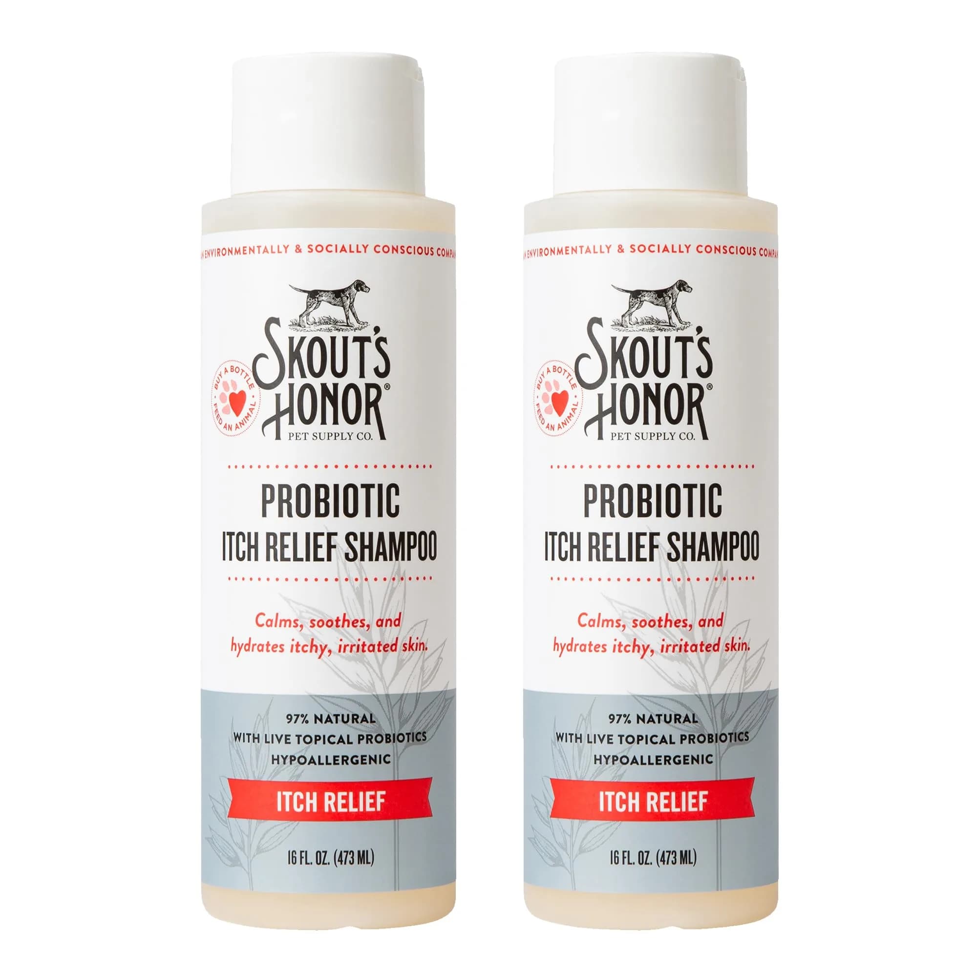 SKOUT'S HONOR Probiotic Itch Relief Shampoo for Dogs, 16 oz, 2-Pack | Supports Healthy Skin Microbiome & Fast Relief - main product image