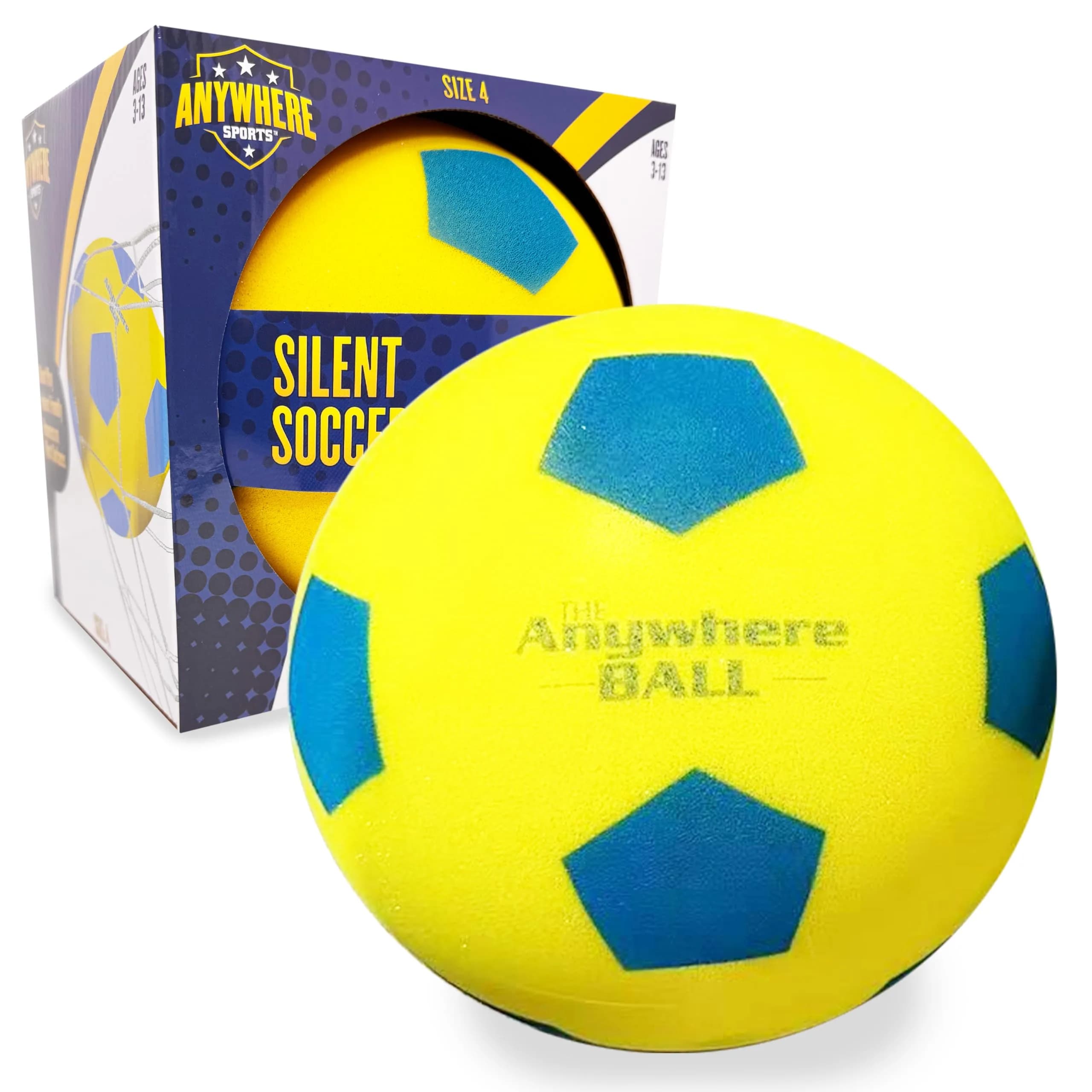 Anywhere Sports Silent Soccer Ball 8-inch | Indoor Foam Practice for All Ages — Yellow