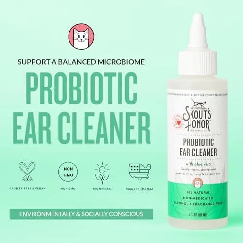 SKOUT'S HONOR Probiotic Cat Ear Cleaner 4 oz | Alcohol-Free, Fragrance-Free, Non-Medicated thumbnail 3