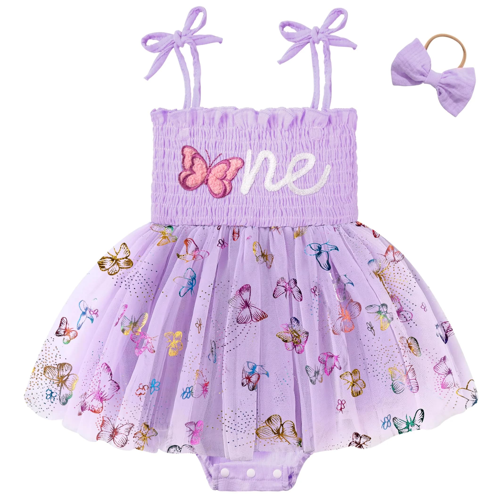 HONGTEYA Baby Girl 1st Birthday Outfit First Romper Tulle Dress Gifts | Elegant Pink Dress for Special Occasion — Purple
