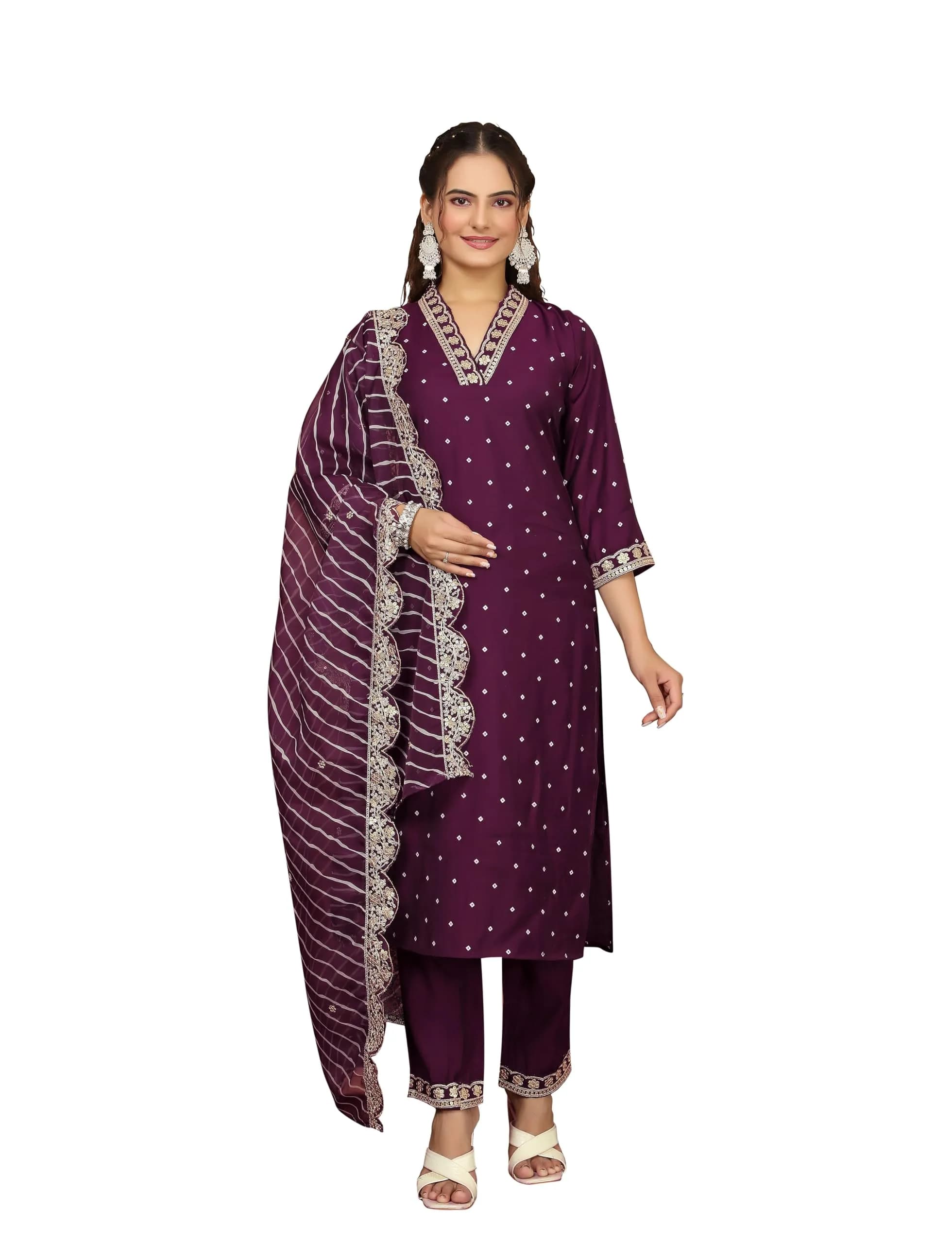 Yashika Women's Silk Blend Cotton Dupatta Kurta Pants Set | Elegant Digital Print & Embroidery (70-120 chars) - main product image
