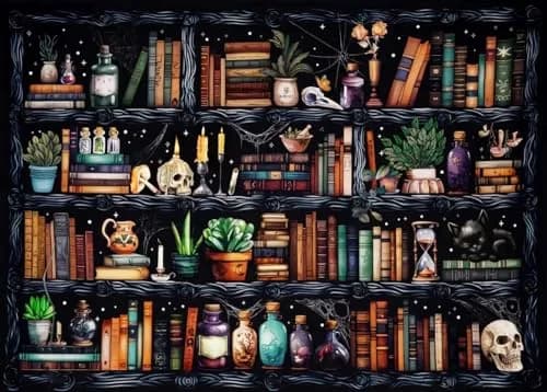 WUSARPLY Bookshelf Stamped Cross Stitch Kits for Beginners Adults | 11CT Pre-Printed Fabric, Stress Relief, Easy for Beginners thumbnail 1