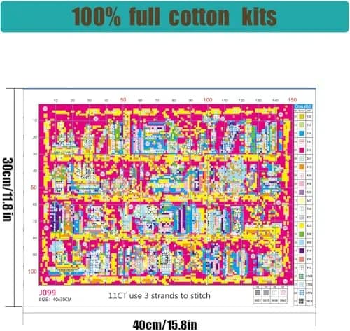 WUSARPLY Bookshelf Stamped Cross Stitch Kits for Beginners Adults | 11CT Pre-Printed Fabric, Stress Relief, Easy for Beginners thumbnail 6