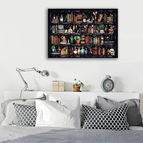 WUSARPLY Bookshelf Stamped Cross Stitch Kits for Beginners Adults | 11CT Pre-Printed Fabric, Stress Relief, Easy for Beginners thumbnail 9