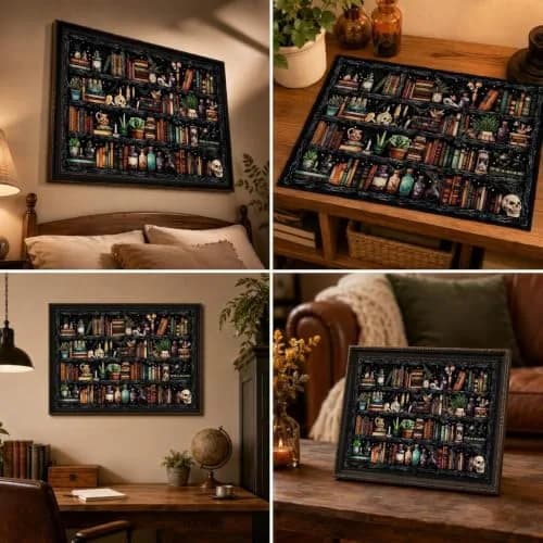 WUSARPLY Bookshelf Stamped Cross Stitch Kits for Beginners Adults | 11CT Pre-Printed Fabric, Stress Relief, Easy for Beginners thumbnail 3