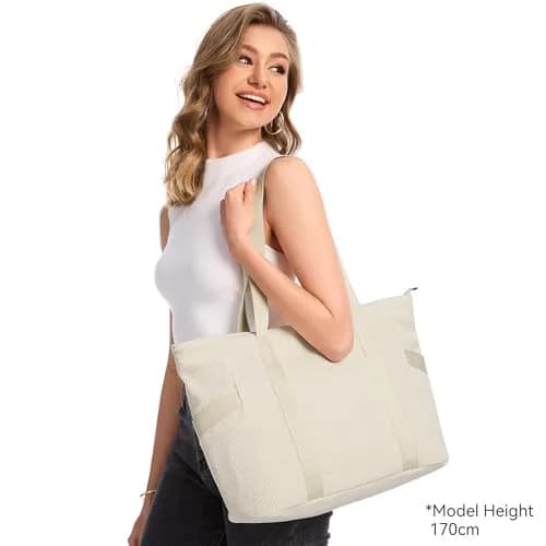 DIXEIGHT Tote Bag for Women, Large Capacity, Water-Resistant Corduroy, Zipper Closure, Fits 15.6" Laptop, Casual Style thumbnail 2