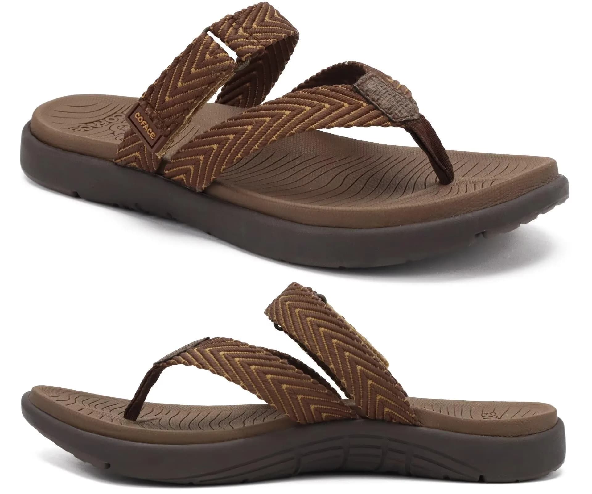 COFACE Women's Orthotic Flip Flops Arch Support Thong Sandals Brown Size 9 (25.4 cm / 10 in) — Brown