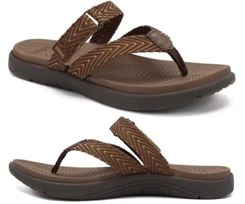 COFACE Women's Orthotic Flip Flops Arch Support Thong Sandals Brown Size 9 (25.4 cm / 10 in) thumbnail 1